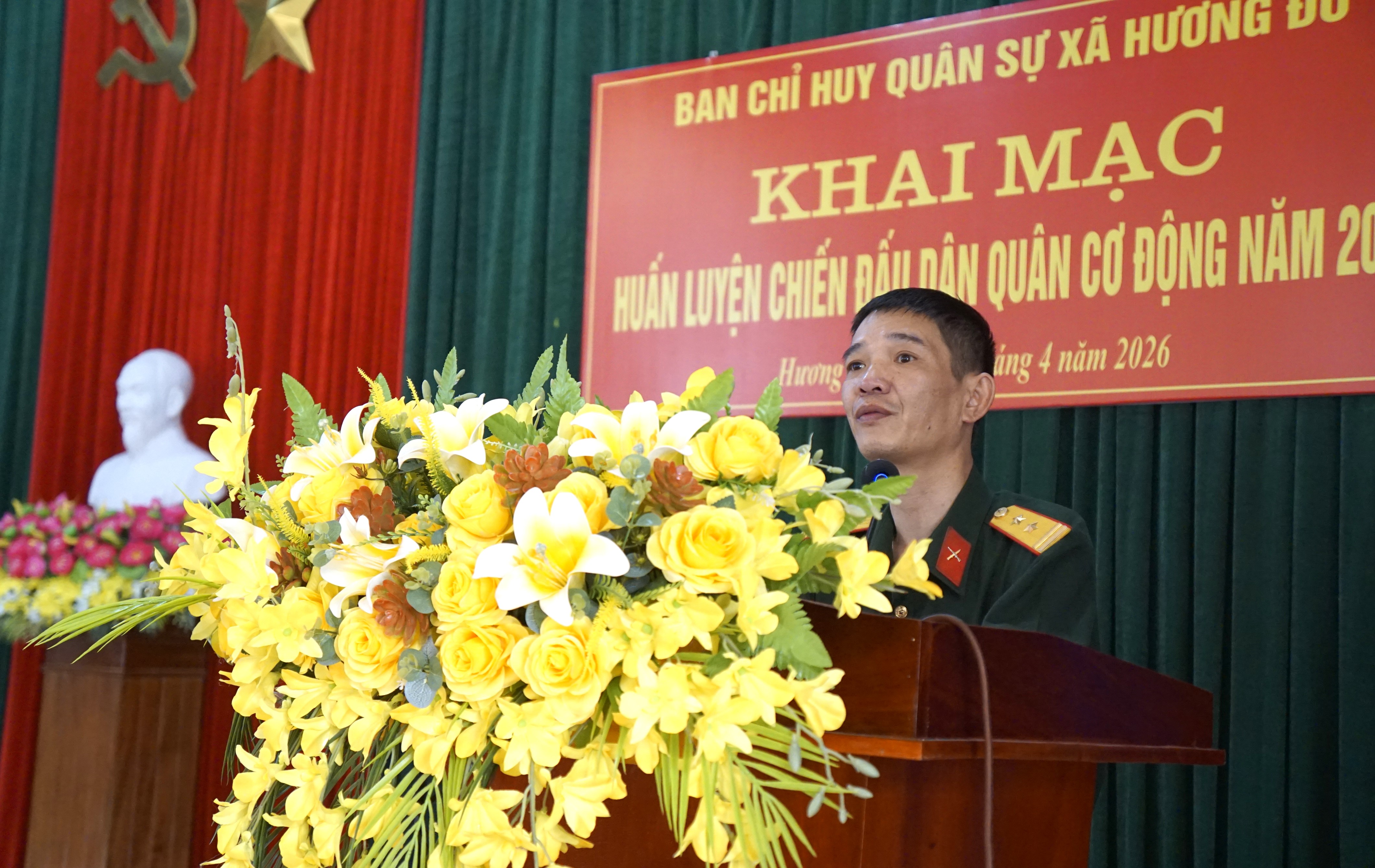Ban Chỉ huy Quân sự xã Hương Đô tổ chức khai mạc huấn luyện dân quân cơ động năm 2026