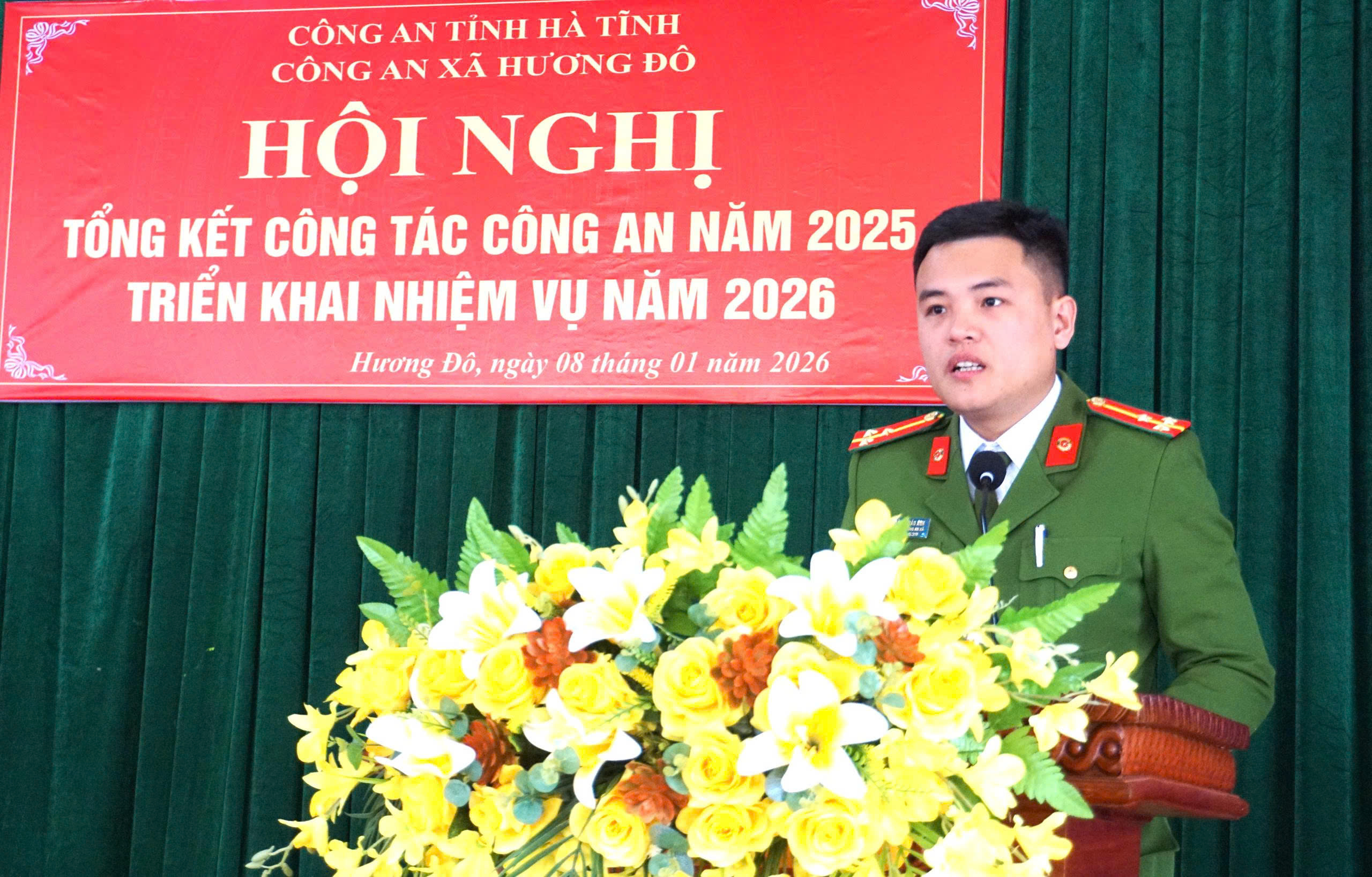 Công an xã Hương Đô tổ chức Hội nghị tổng kết công tác công an và phong trào thi đua năm 2025, triển khai nhiệm vụ năm 2026