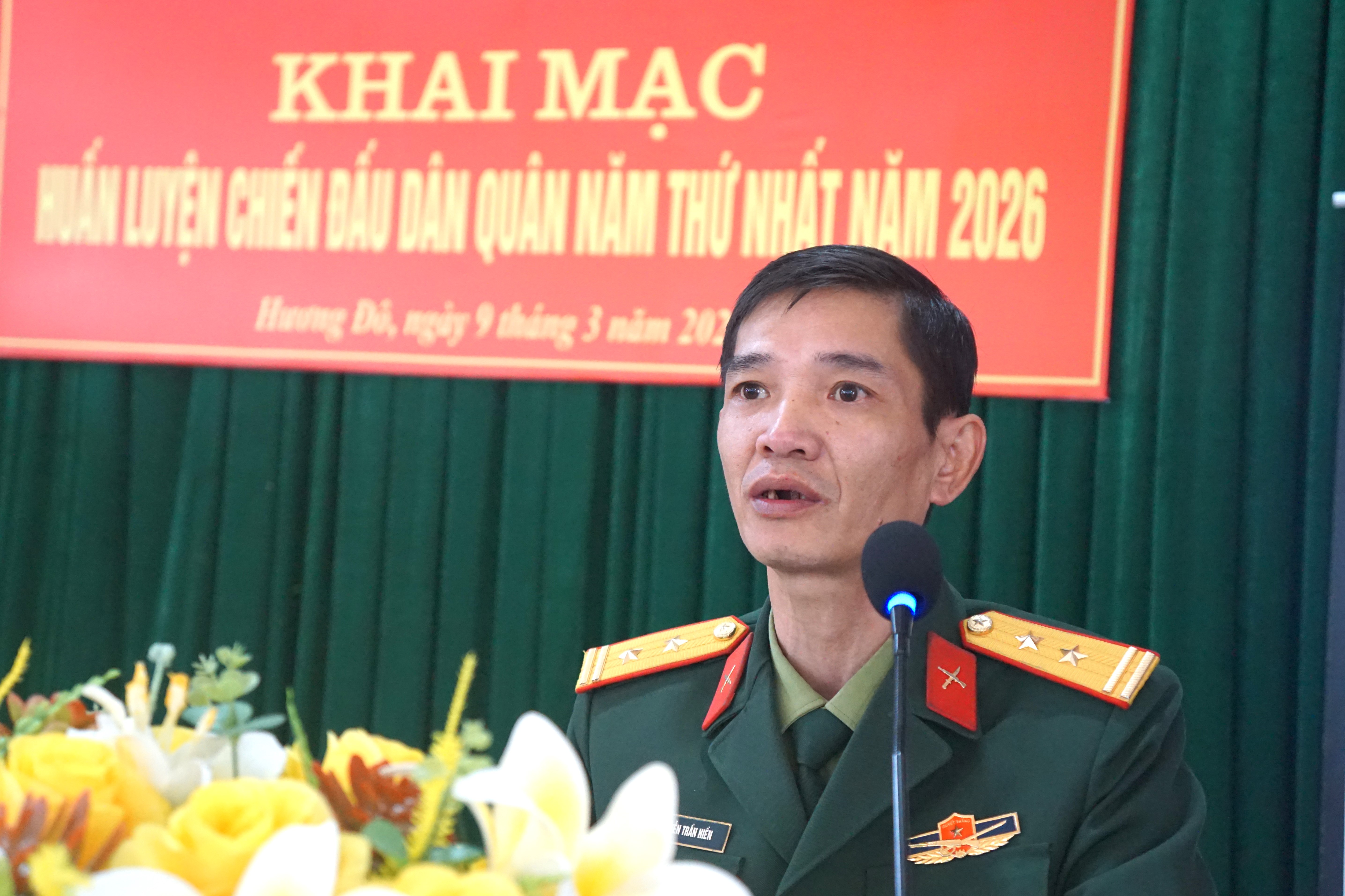 Ban Chỉ huy Quân sự xã Hương Đô khai mạc huấn luyện chiến đấu dân quân năm thứ nhất năm 2026.